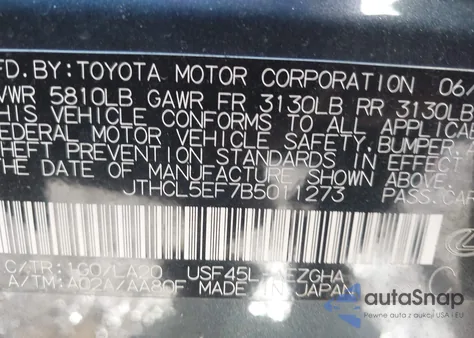 2011 Lexus Ls 460 z USA, uszkodzony, nr VIN JTHCL5EF7B5011273